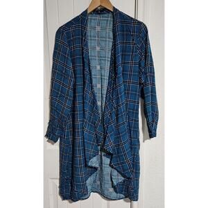 Miss Lili 1x Teal‎ Plaid Hi-Lo Kimono